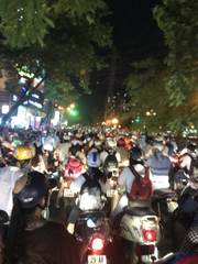 Motorbikes in Hanoi at night